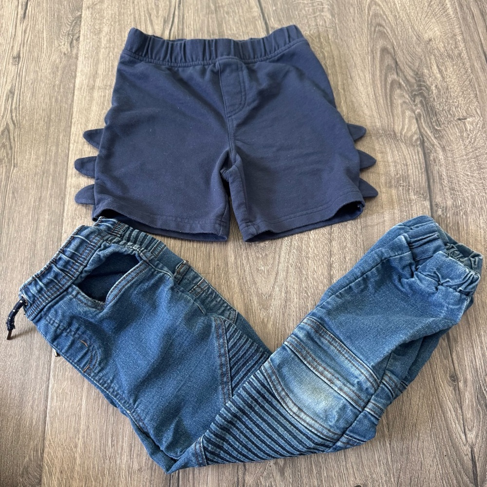 Navy blue shorts and Denim blue Kids jeans Bottoms Set size 5T boys